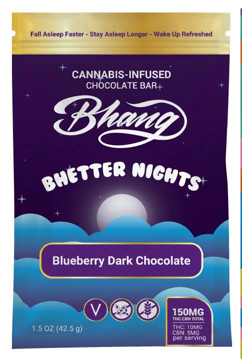 Bhang Chocolate Bar l Dark Blueberry (indica, 100mg thc / 50mg cbn) at Glenrio Smoke Stop