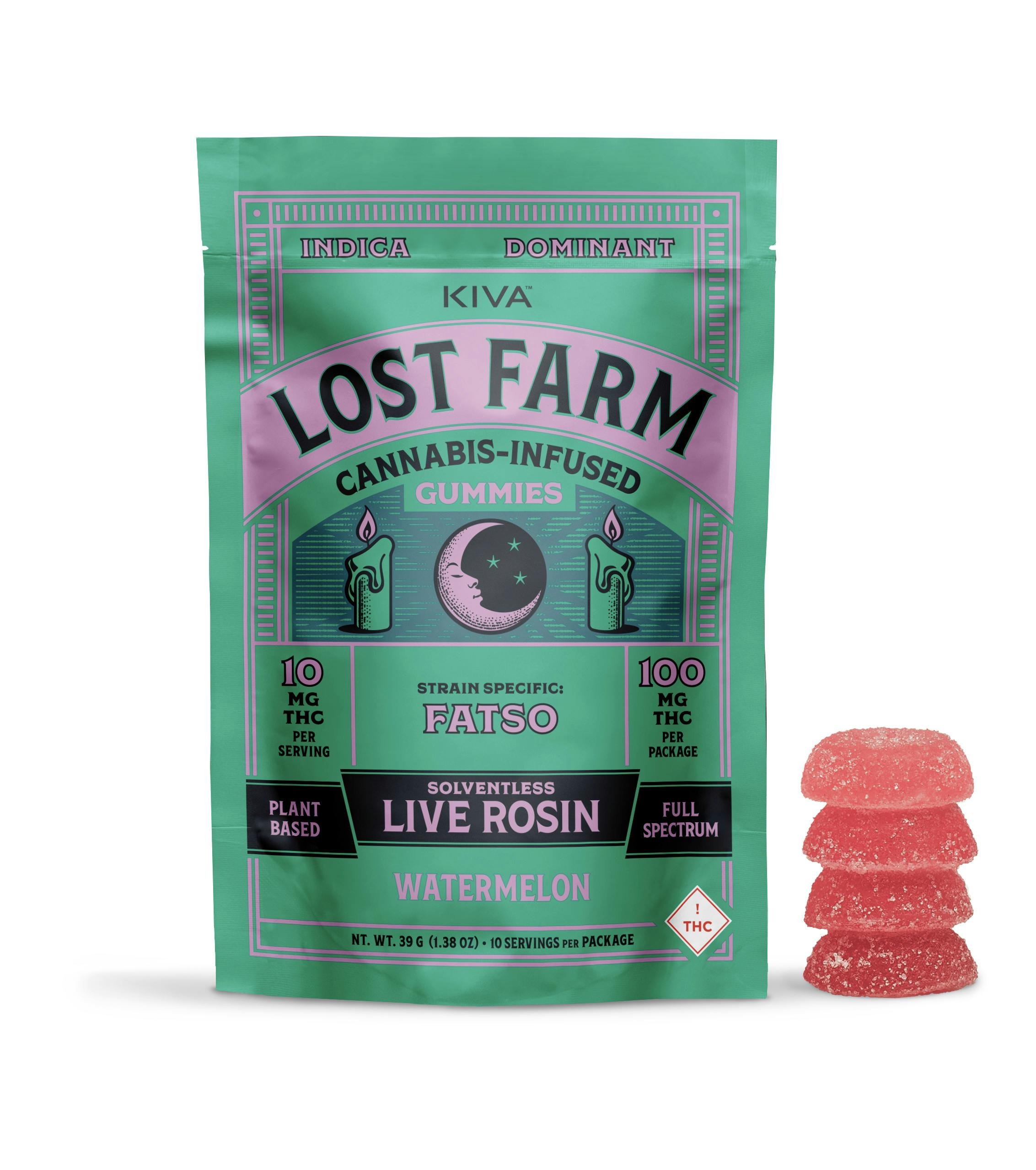 Lost Farm 100mg Rosin Gummies | Watermelon x Fatso (indica)