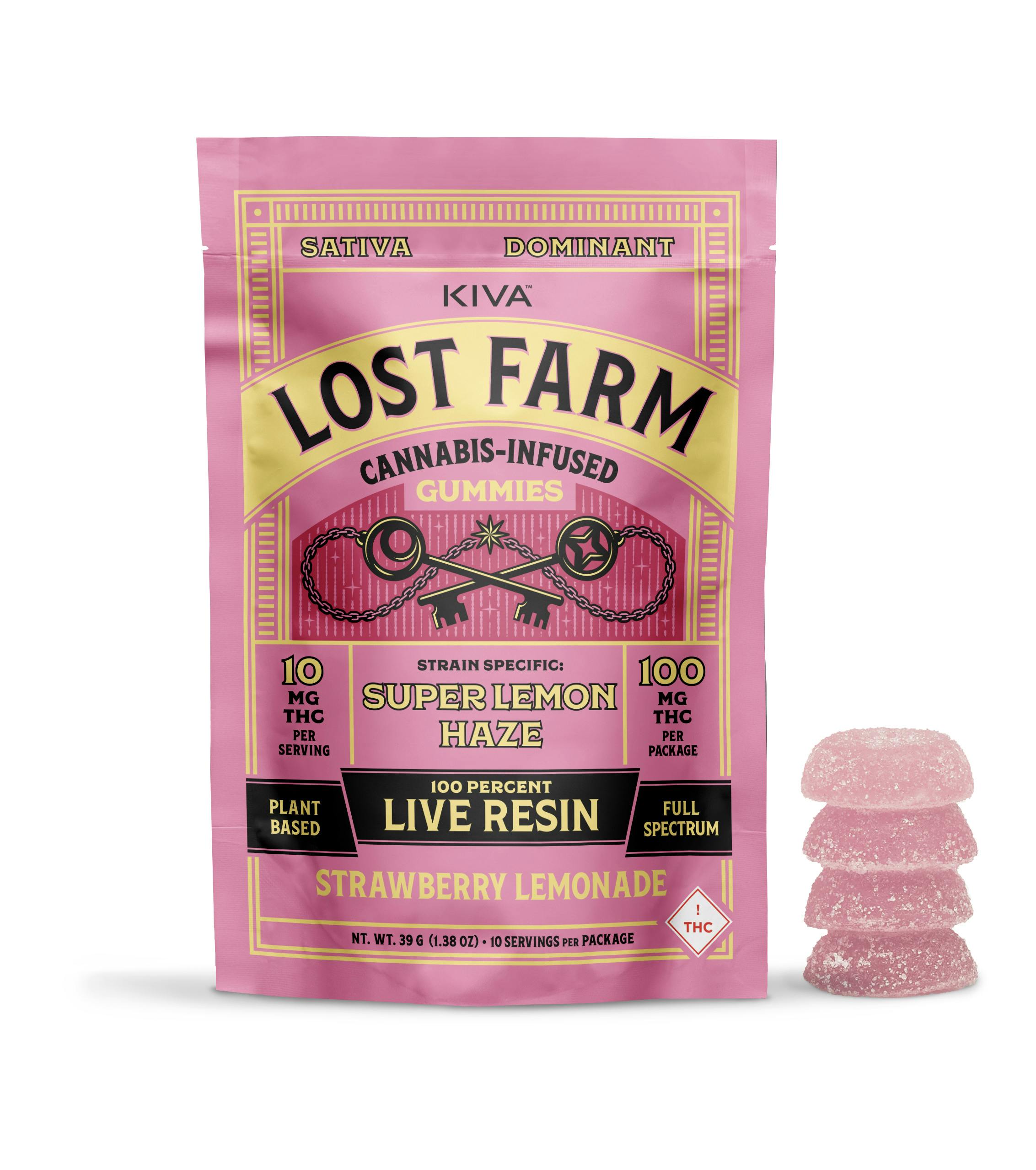 Lost Farm 100mg Resin Gummies | Strawberry Lemonade x Super Lemon Haze (sativa)