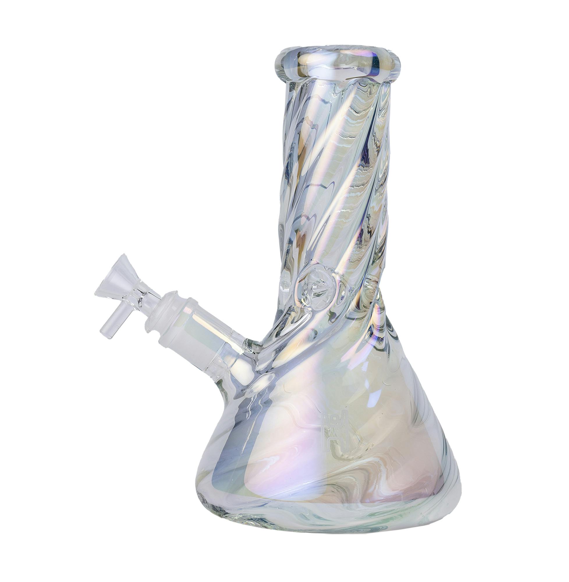 Human Grade 9" Twisted Iridescent Beaker
