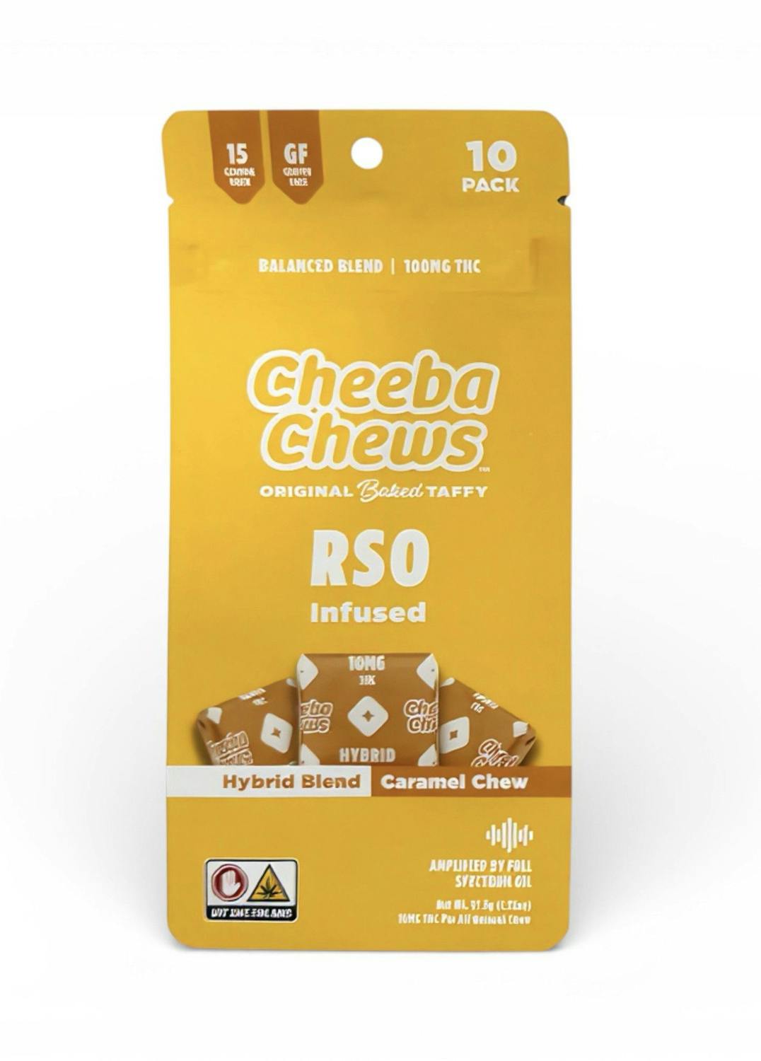 Cheeba Chews 100mg RSO Infused Taffy | Caramel (hybrid) at Glenrio Smoke Stop