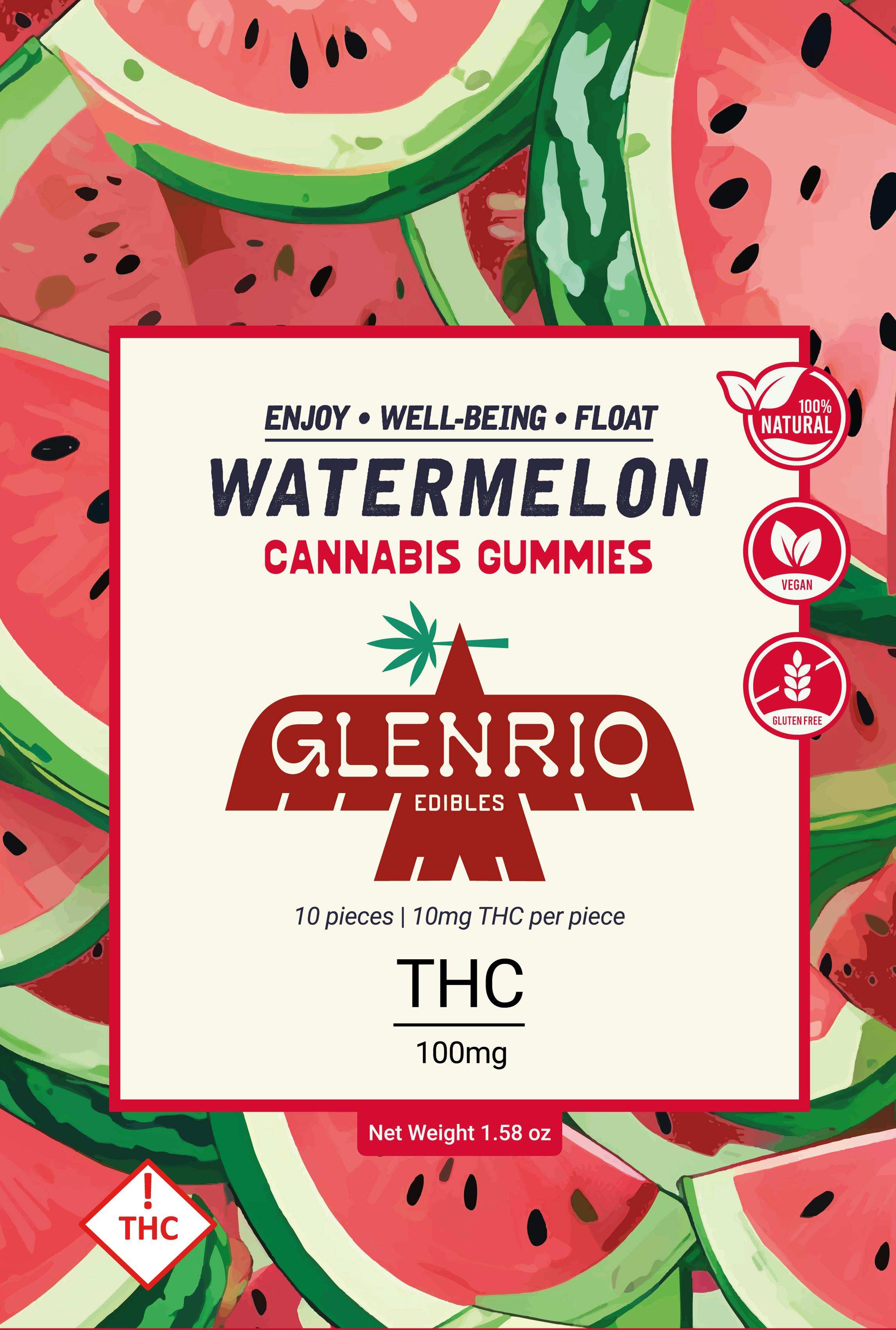 Glenrio 100mg Gummies | Watermelon ( hybrid ) at Glenrio Smoke Stop