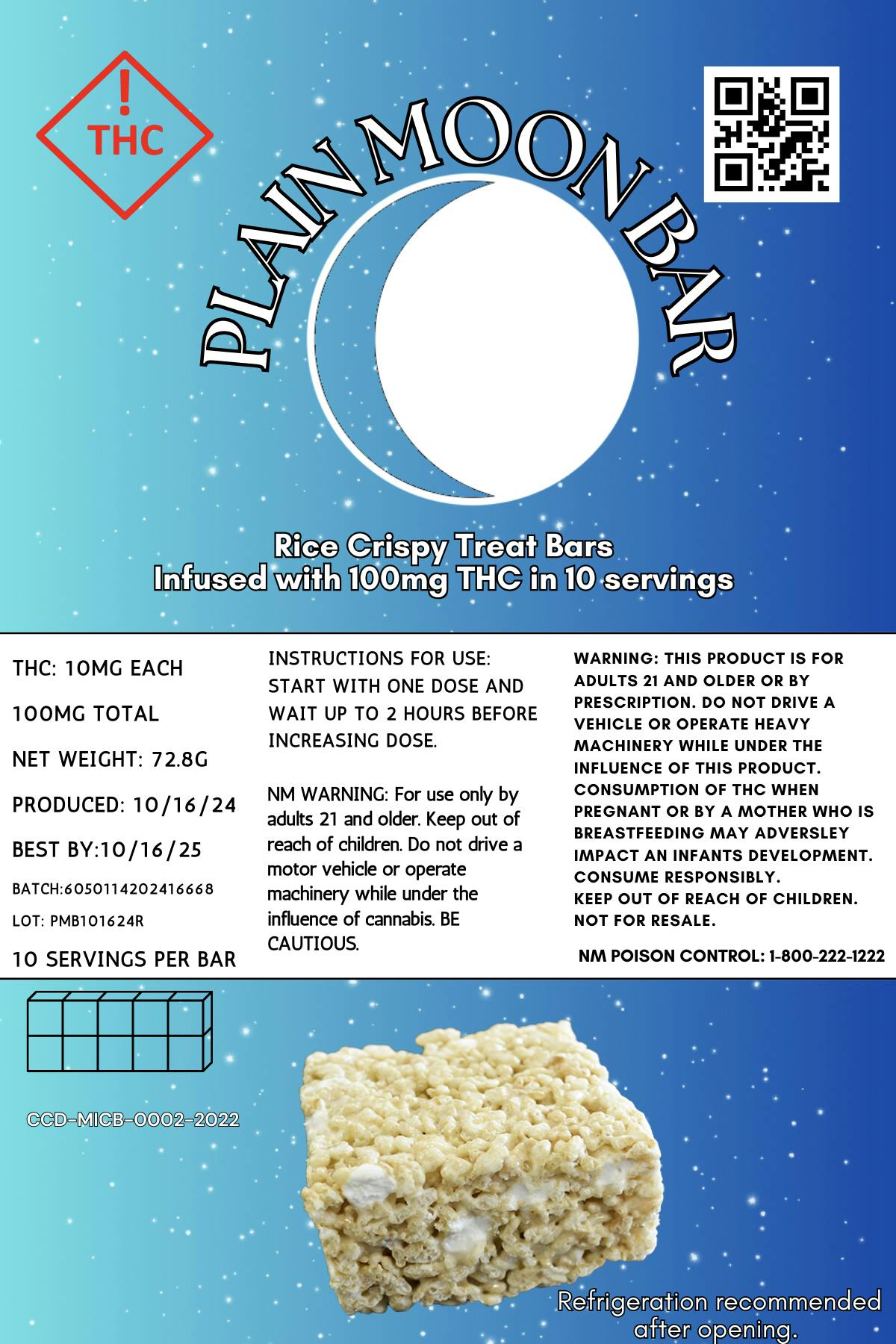 Grey Moon 100mg Rice Crispy - Plain at Glenrio Smoke Stop