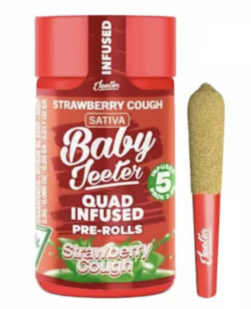 Jeeter - Strawberry Cough - 2.5G - Rosin Diamond Infused Pre Roll Pack