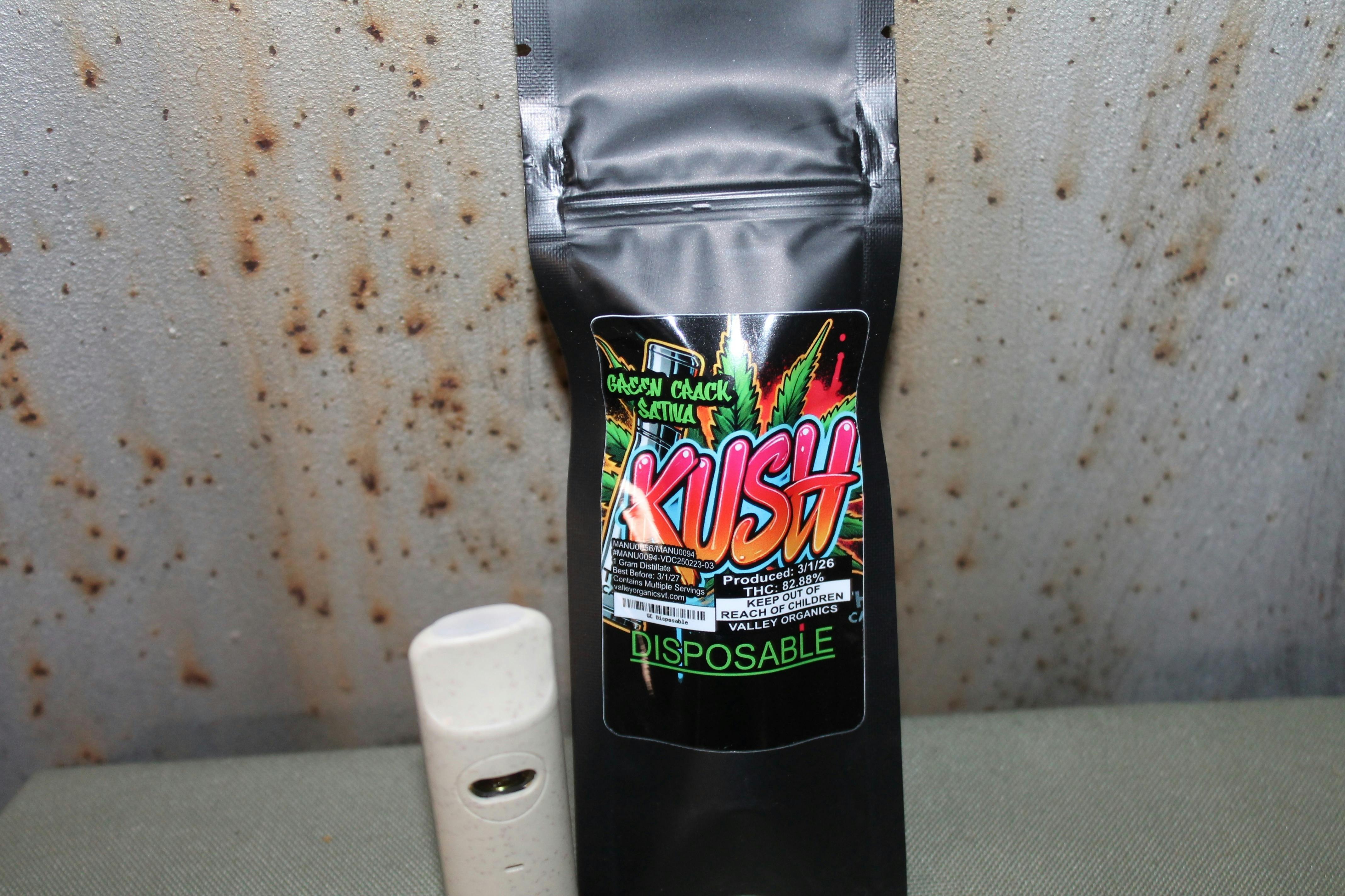 Valley Organics I Green Crack I Disposable 1g Vape Cart at Northeast Kannabis