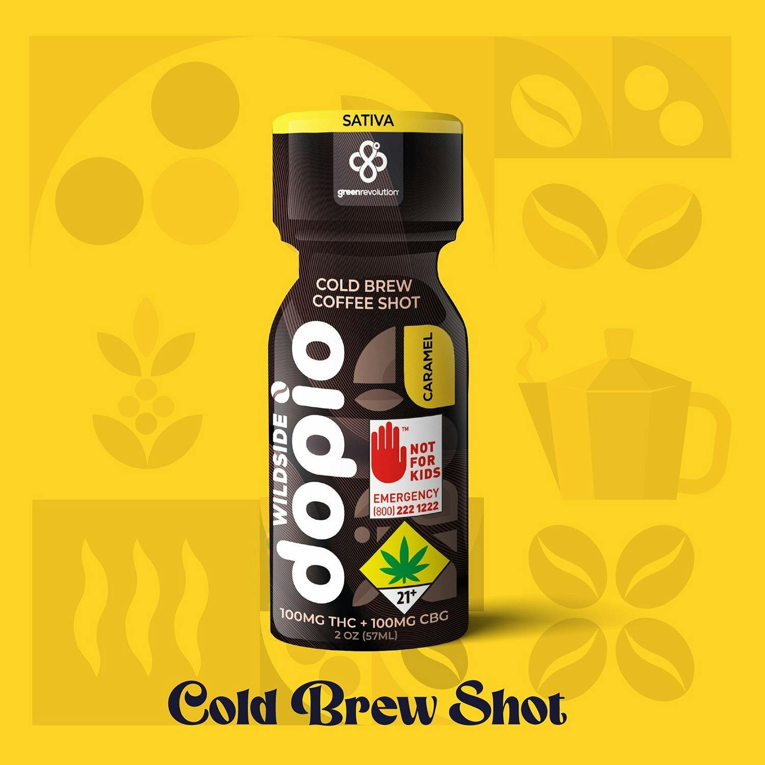 1:1 Dopio Caramel [2oz] (100mg THC/100mg CBG/100mg Caffeine) | Green Revolution - WildSide Cold B...