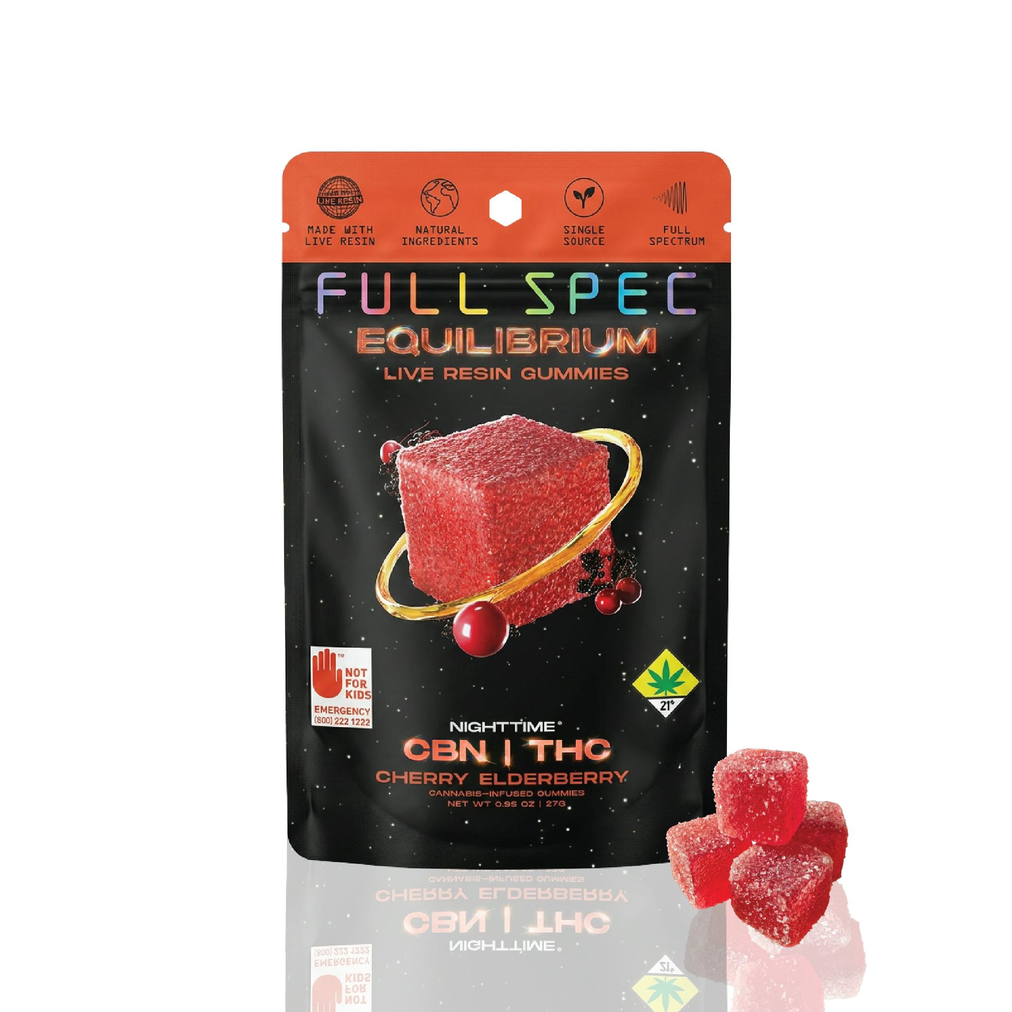 2:1 Cherry ElderBerry [10pk] (200mg CBN/100mg THC) | Full Spec - Equilibrium Live Resin Gummies