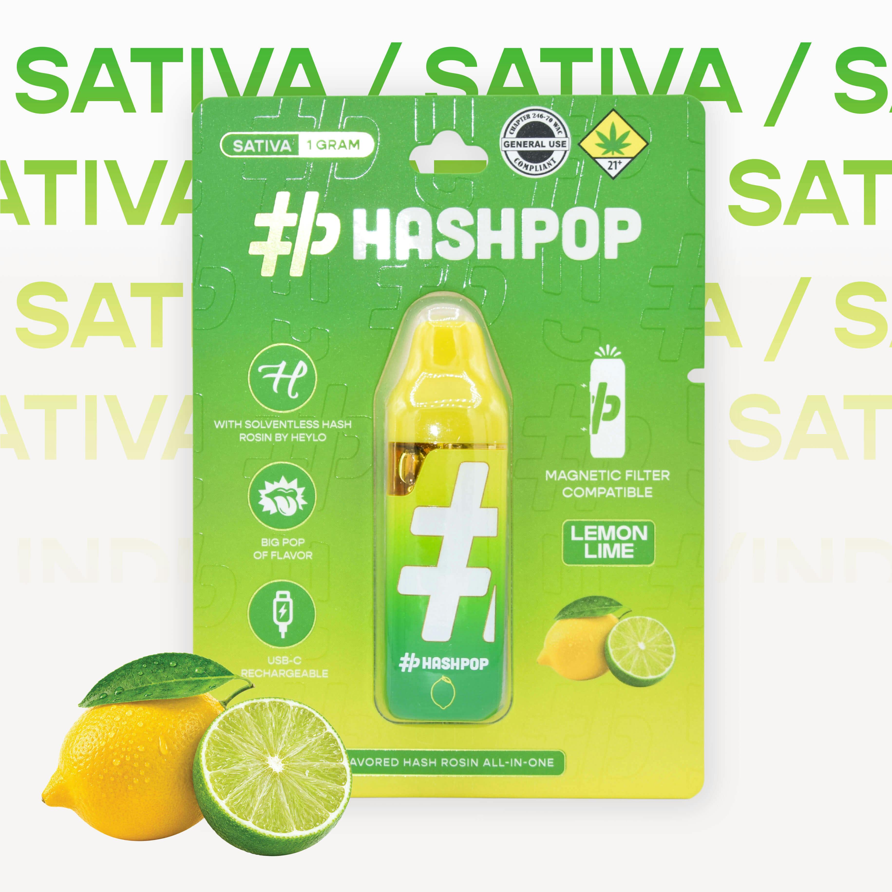 Lemon Lime [1000mg] | HashPop - Flavored Hash Rosin Oil All-In-One