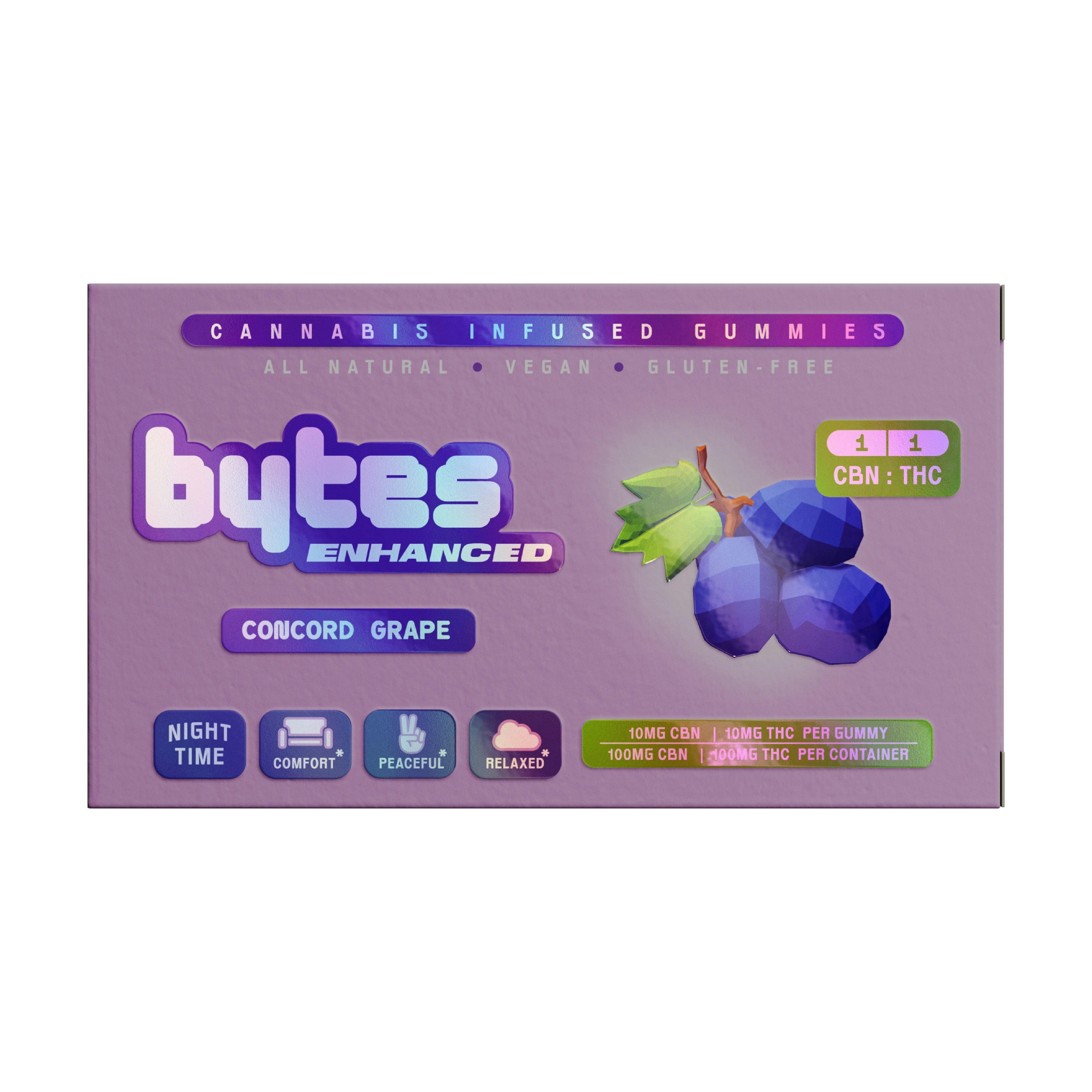1:1 Concord Grape [10pk] (100mg CBN/100mg THC) | Bytes - Enhanced Gummies
