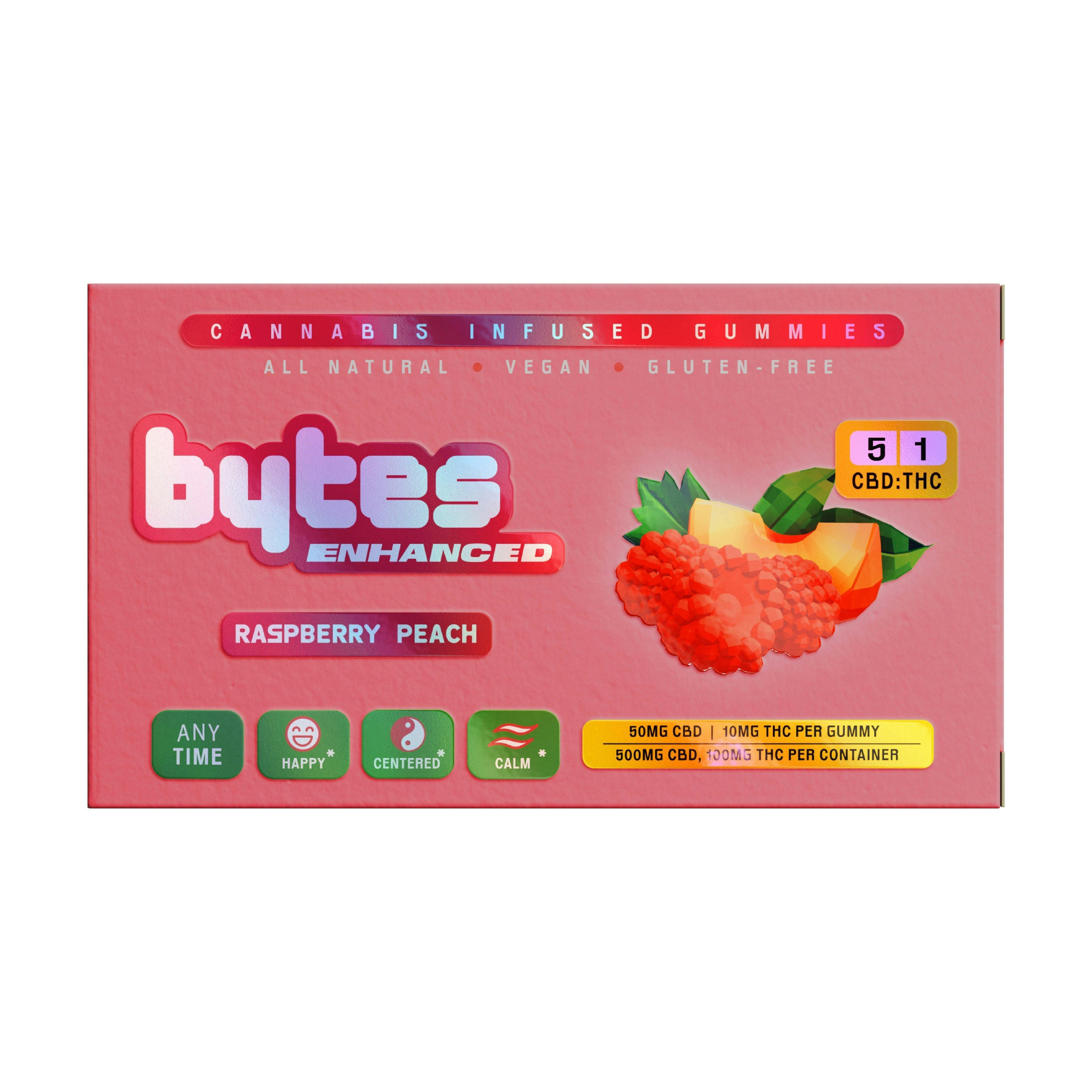 5:1 Raspberry Peach [10pk] (500mg CBD/100mg THC) | Bytes - Enhanced Gummies