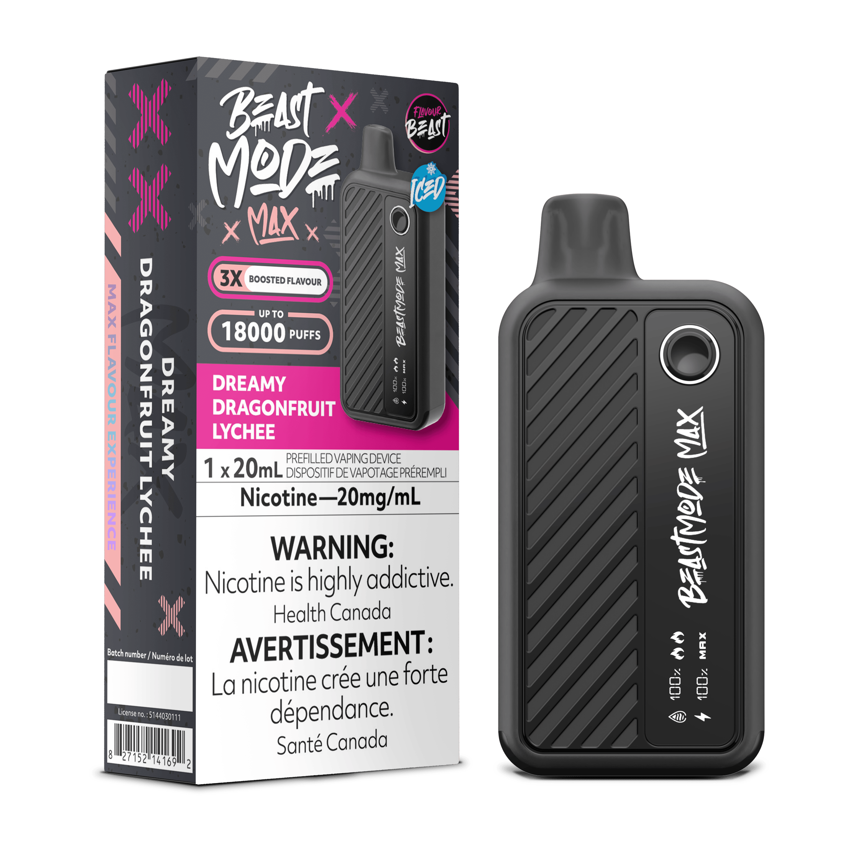FLAVOUR BEAST Beast Mode Max Disposable 18K Puffs DREAMY DRAGONFRUIT LYCHEE