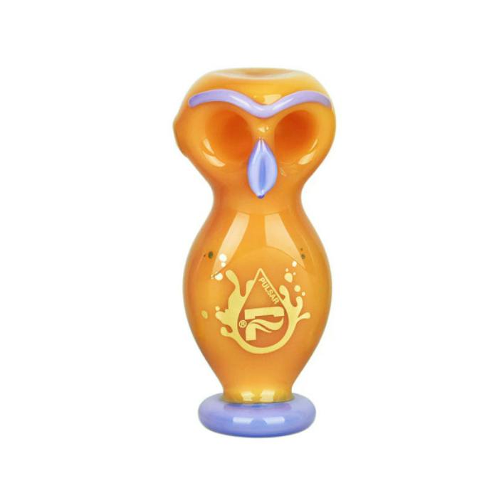 PULSAR - Wise Owl Double Bowl Hand Pipe - 4" - Orange