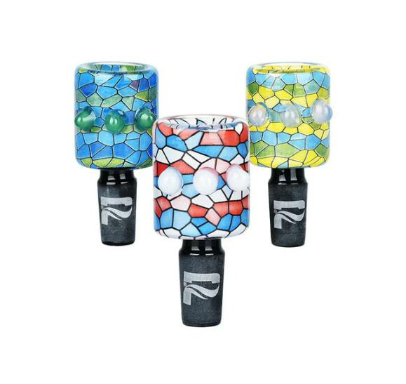 PULSAR - Inside Print Mosaic Bead Grip Herb Slide - 14mm Male