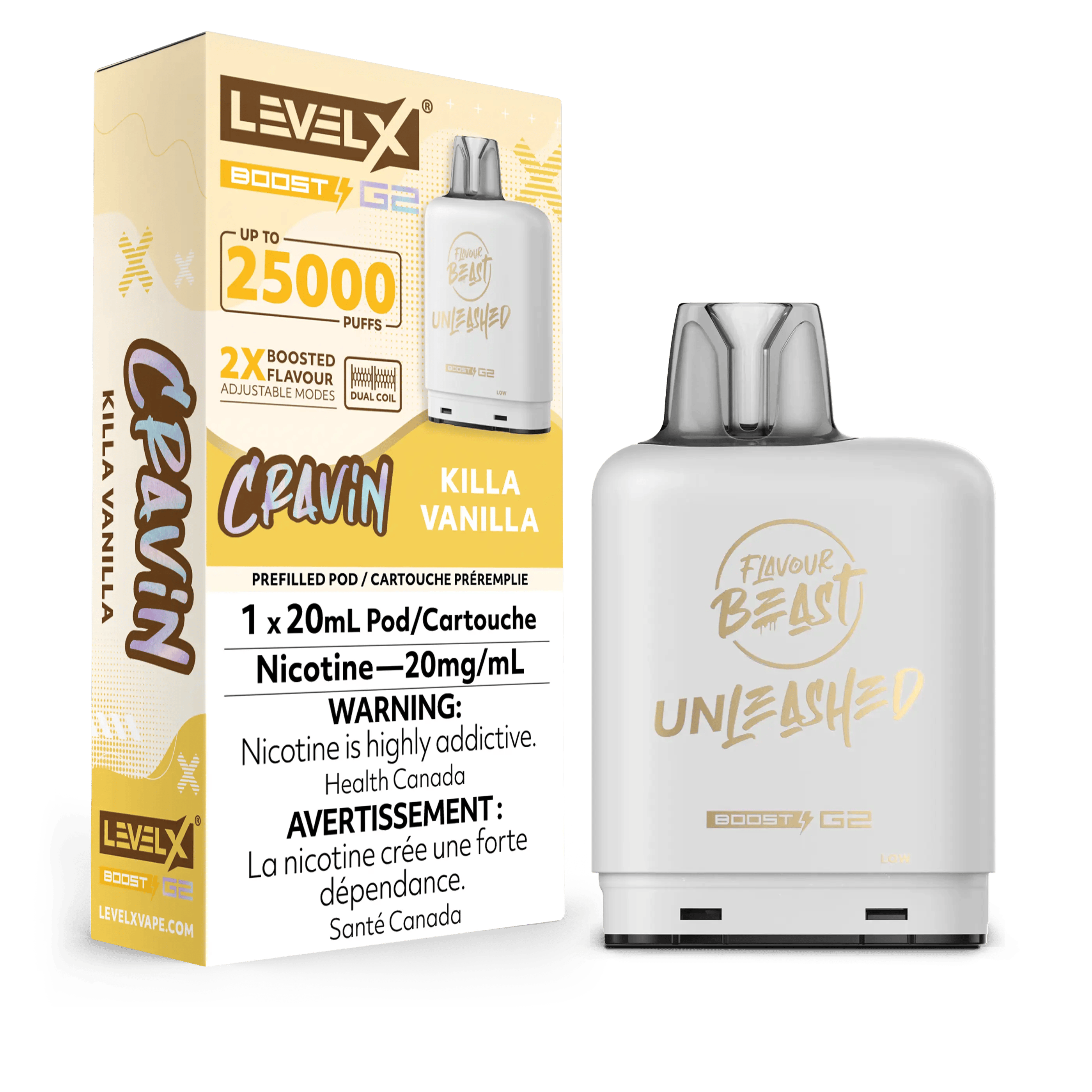 FLAVOUR BEAST (Level X) BOOST Pods 20ml KILLA VANILLA