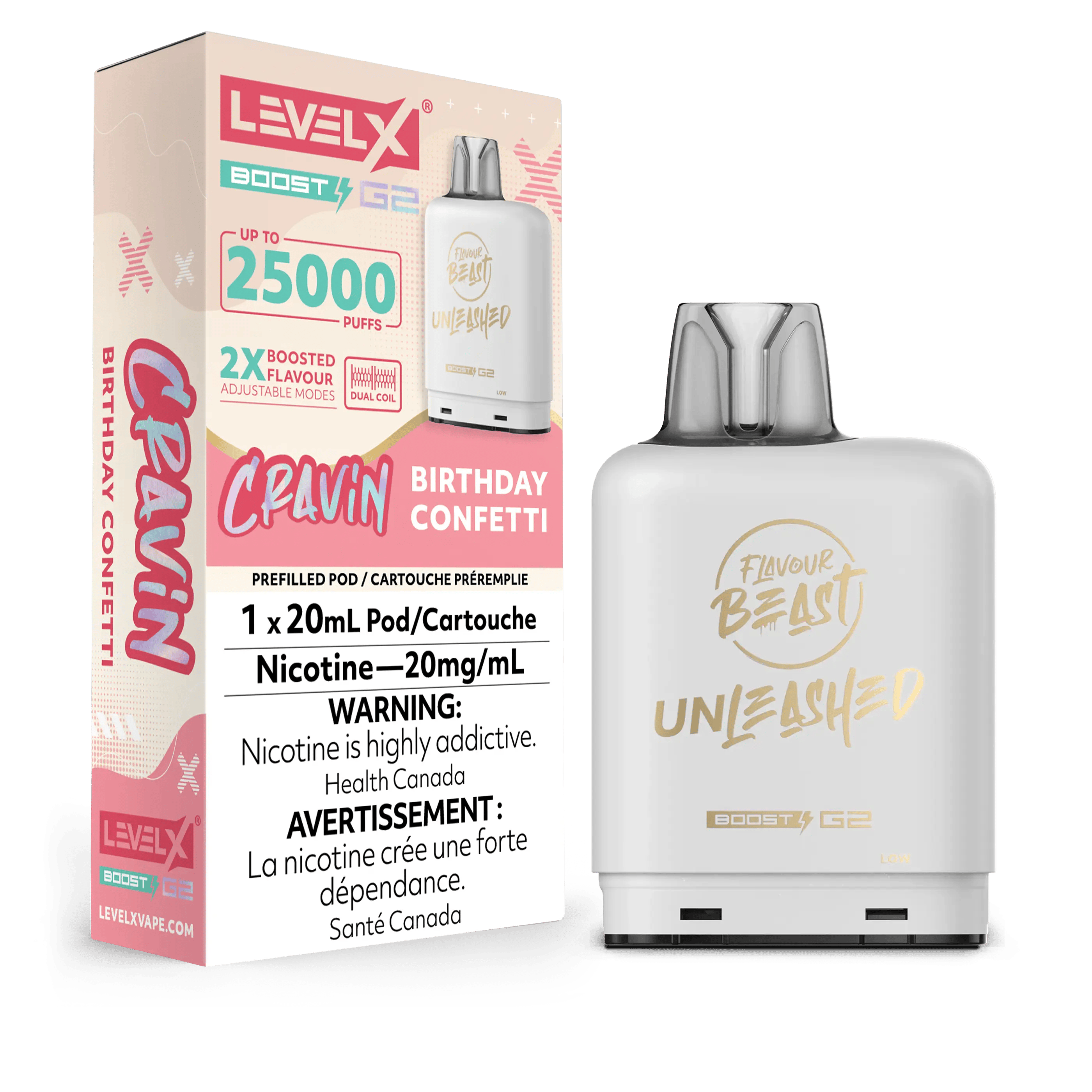 FLAVOUR BEAST (Level X) BOOST Pods 20ml BIRTHDAY CONFETTI