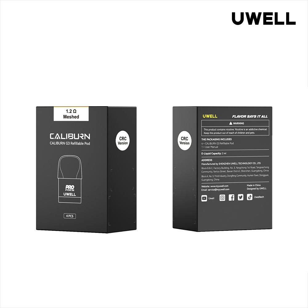 UWELL Caliburn GPP (3ml) Replacement Pod 4/pk 1.2 OHM