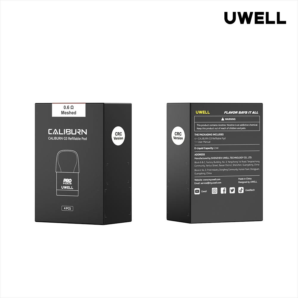 UWELL Caliburn GPP (3ml) Replacement Pod 4/pk 0.6 OHM