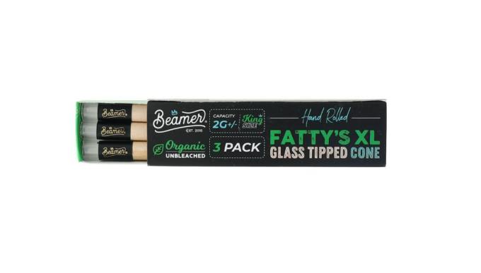 BEAMER - Fatty's XL Organic Glass-Tipped Rolling Cones - 109mm - 3pk