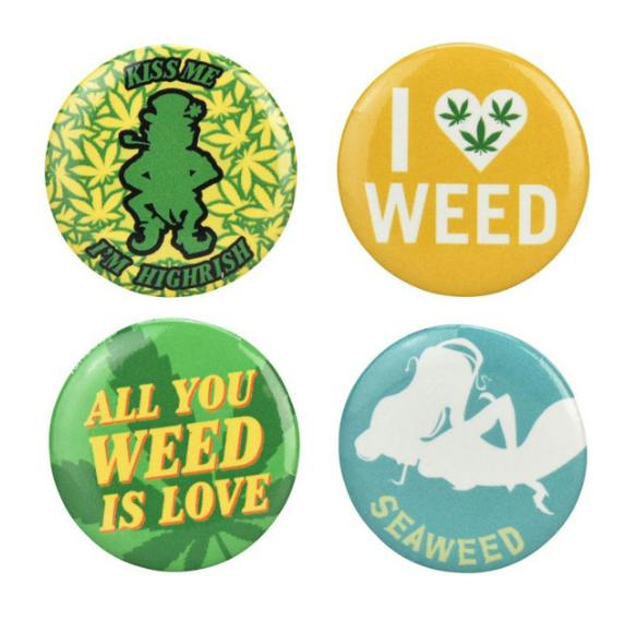 Hemp Leaf Buttons - 1.25"