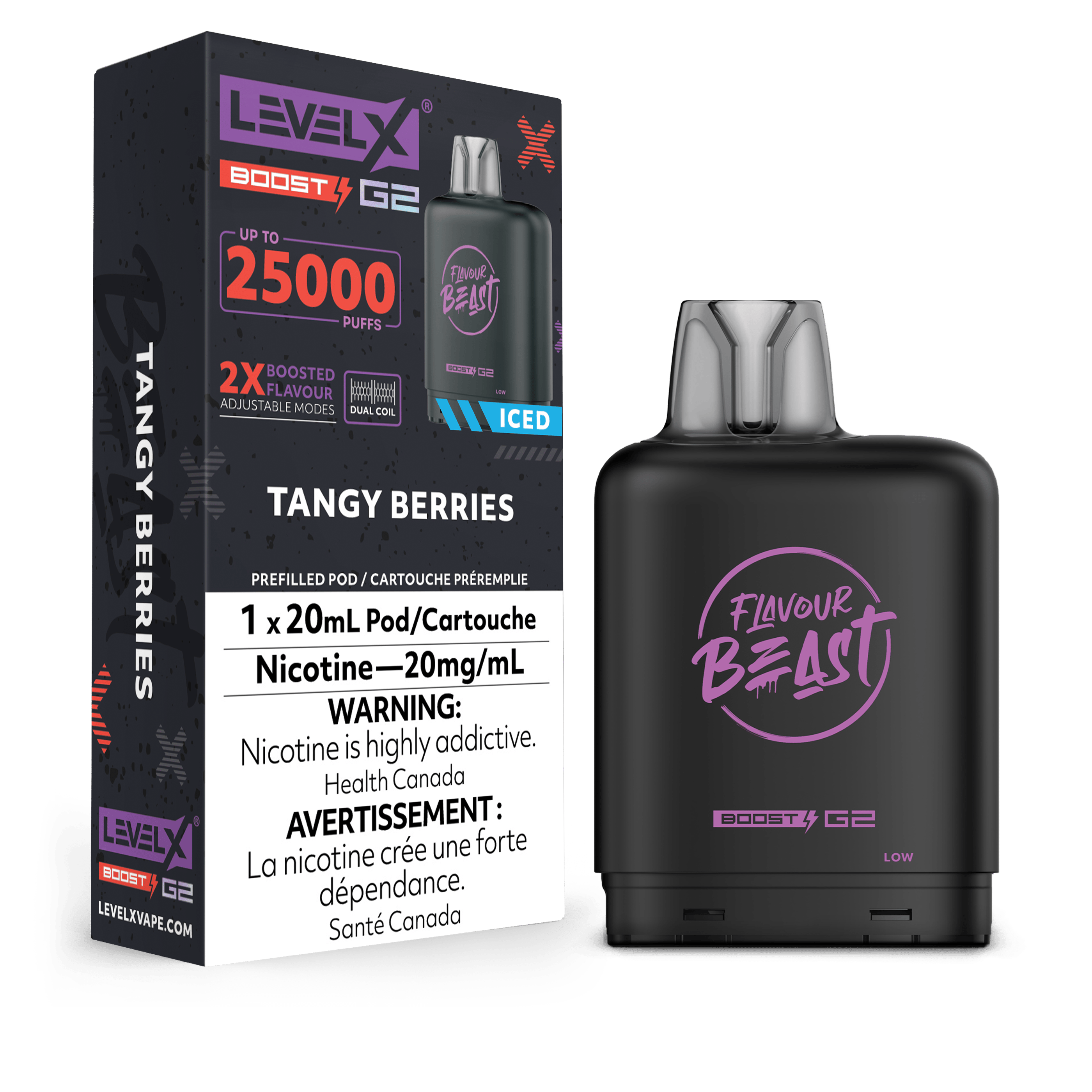 FLAVOUR BEAST (Level X) BOOST Pods 20ml TANGY BERRIES ICED