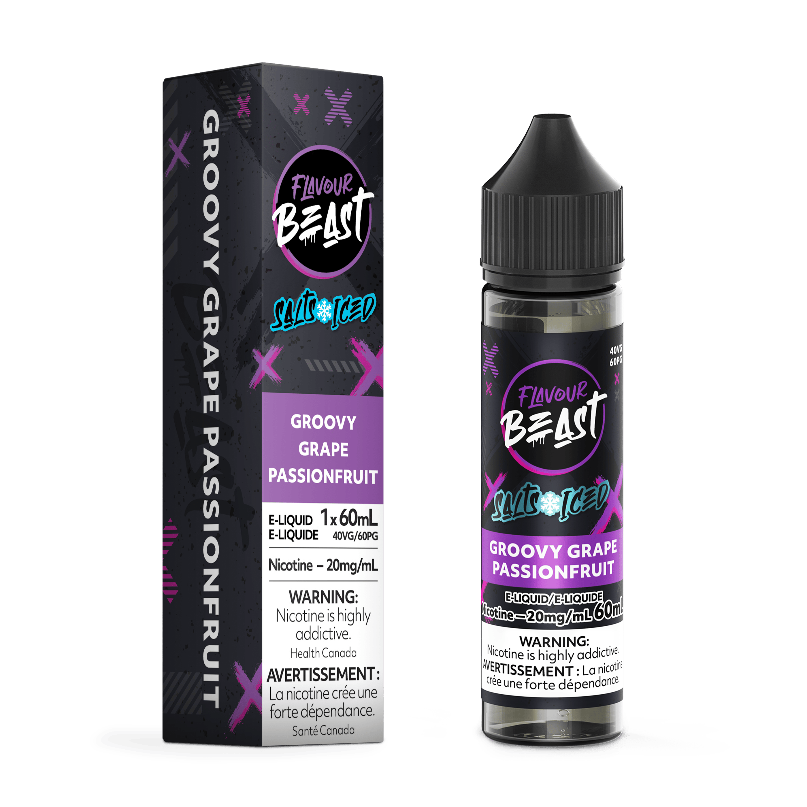 FLAVOUR BEAST (Salt Nic) Juice 60ml GROOVY GRAPE PASSIONFRUIT ICED