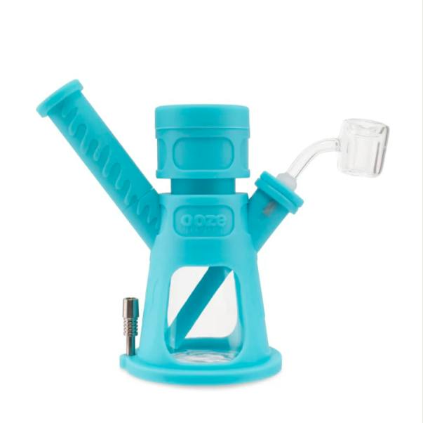 OOZE - Hyborg Silicone Bong, Dab Rig & Dab Straw - 6.5" - Aqua Teal