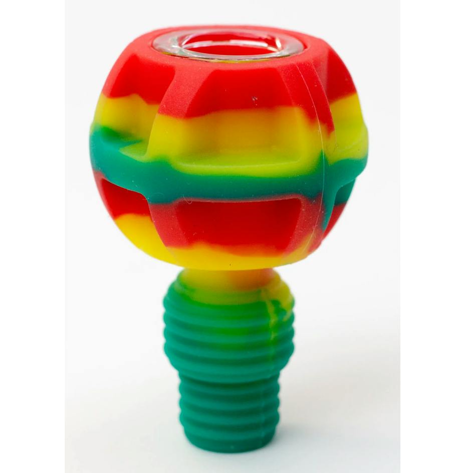 2-in-1 Silicone Bowl w/ Multi-Hole Glass Screen - Rasta