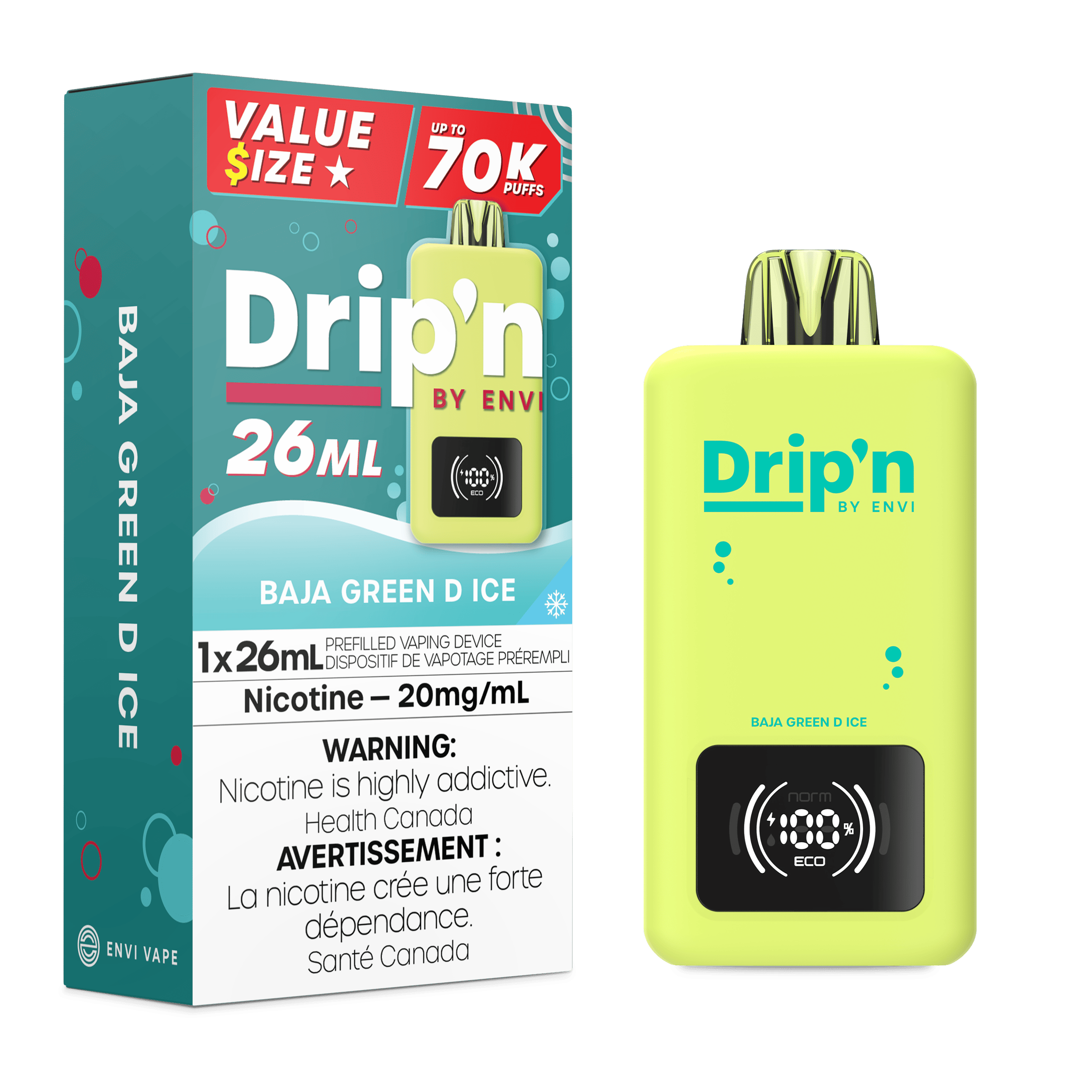 DRIP'N 26ml Disposable Vape BAJA GREEN D ICE