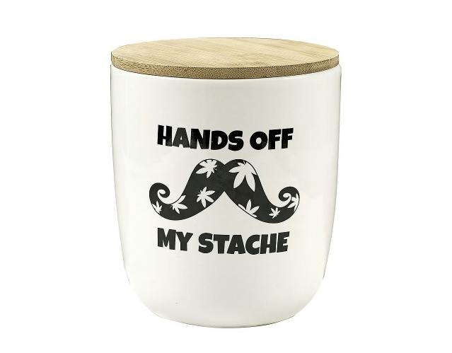 "Hands Off My Stache" - Large Stash Jar