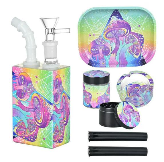PULSAR - Design Series Juicebox Water Pipe Smoker's Travel Kit - Melting Shrooms