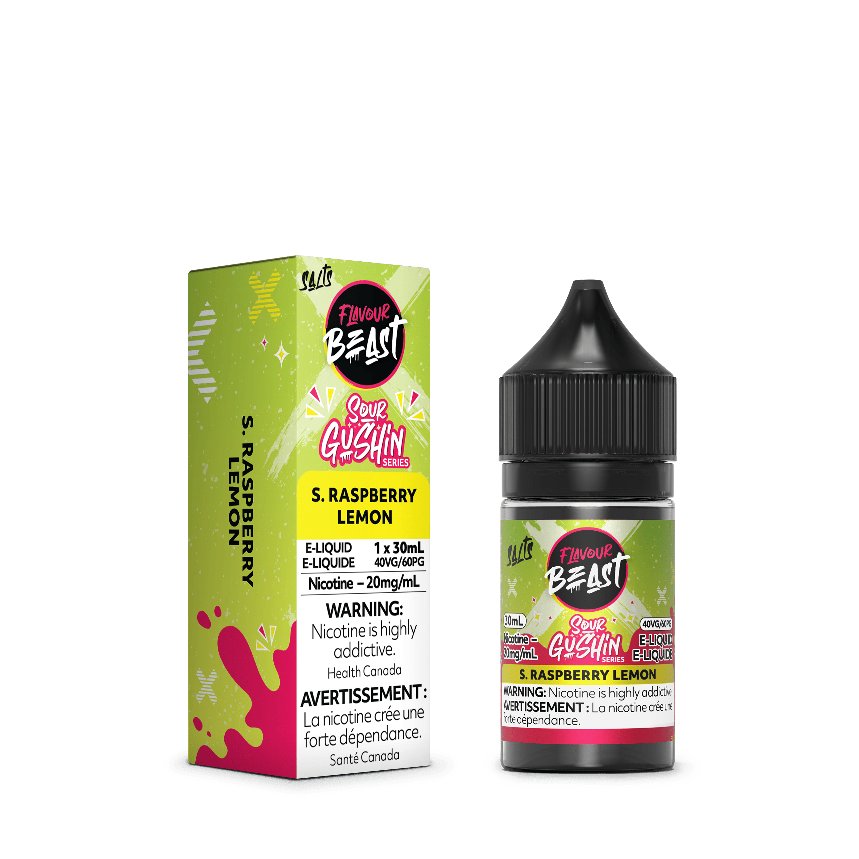 FLAVOUR BEAST Gushin Series (Salt Nic) Juice 30ml SOUR RASPBERRY LEMON