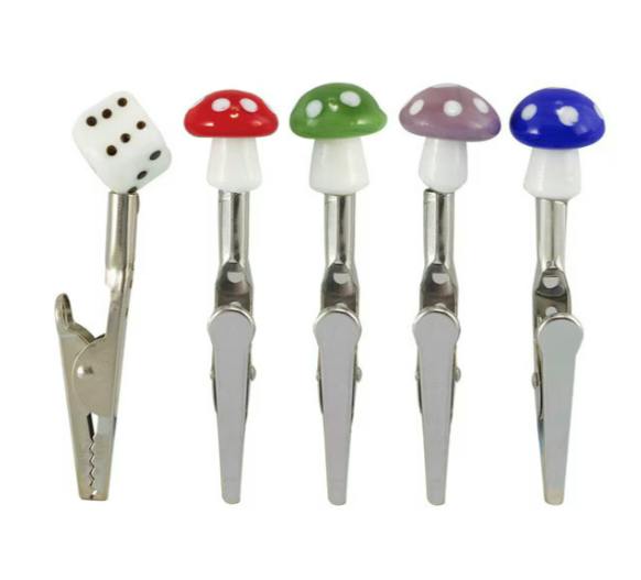 Ceramic Tip Mushroom & Dice Memo Clip - 2.65"