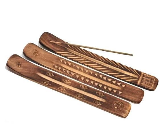 Wooden Incense Burner w/ Engraved Designs