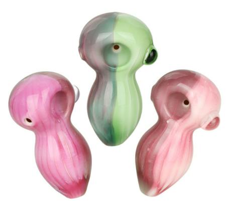 Two Toned Pastel Glass Spoon Pipes - 3.5" / Assorted Colors/3ct Bundle
