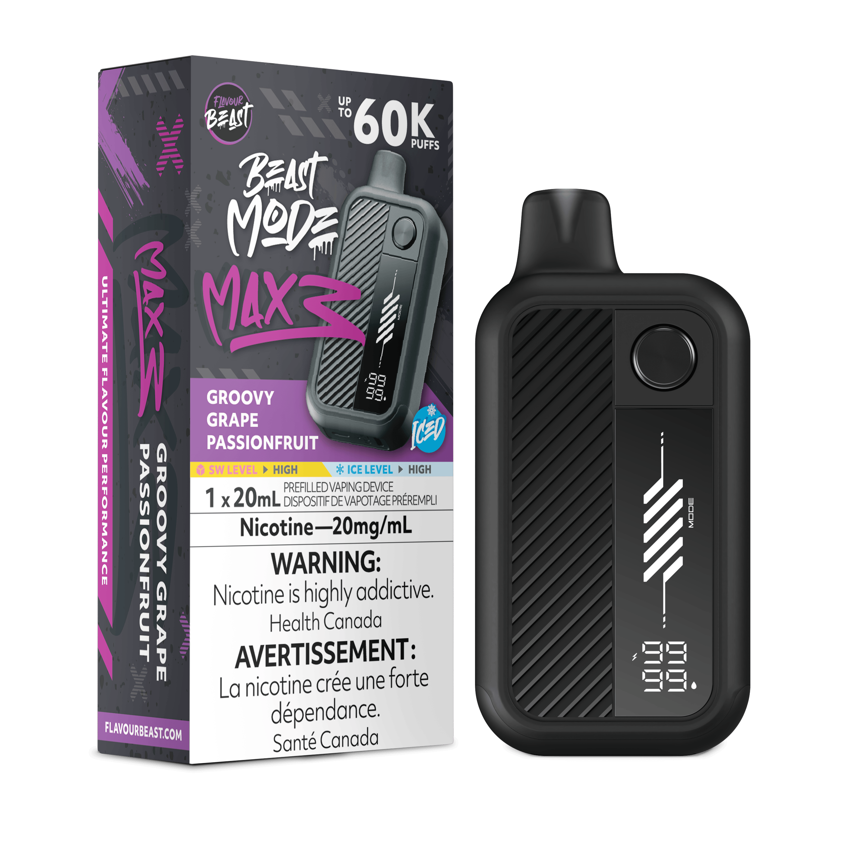 FLAVOUR BEAST Beast Mode Max 3 Disposable - GROOVY GRAPE PASSIONFRUIT ICED