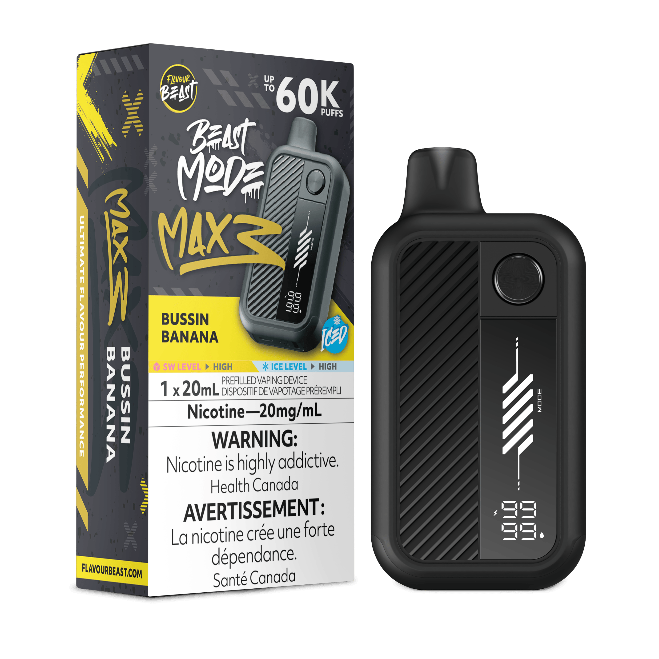 FLAVOUR BEAST Beast Mode Max 3 Disposable - BUSSIN' BANANA ICED