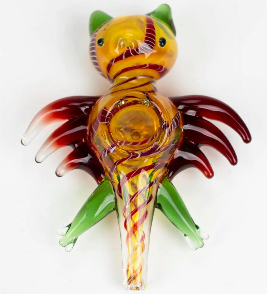 Inside Out Bat Glass Smoking Pipe - 4"