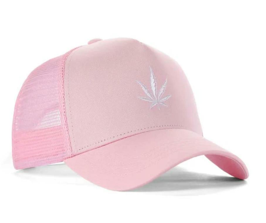 High-Crown 5 Panel Mesh Trucker Cap - Pink