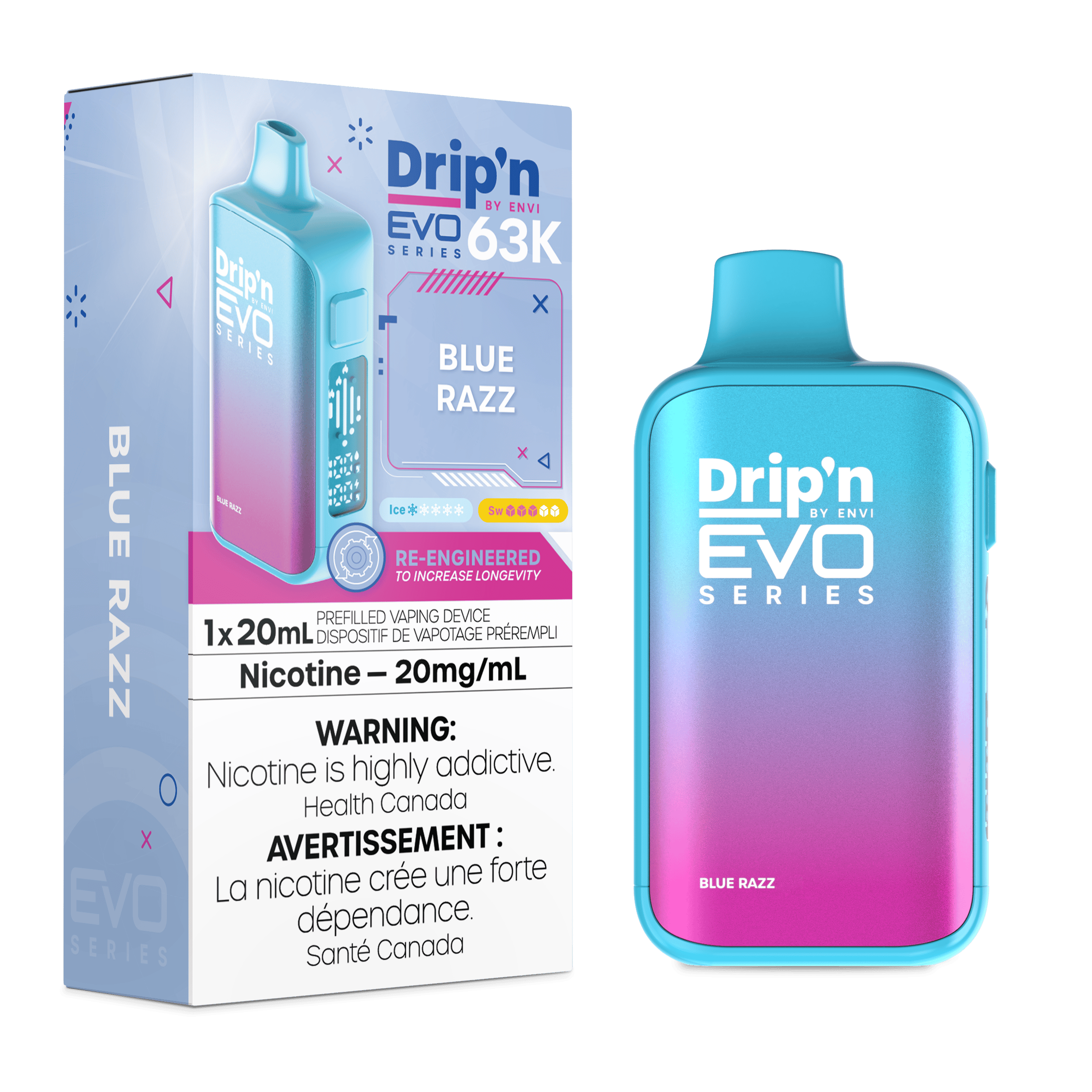 DRIP'N EVO 63k Disposable BLUE RAZZ