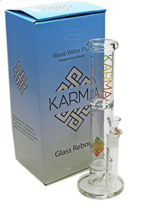 KARMA - Honeycomb Glass Bong - 14" - Rasta