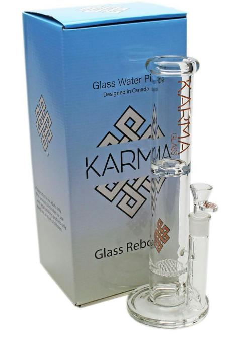 KARMA - Honeycomb Glass Bong - 14" - Woodgrain