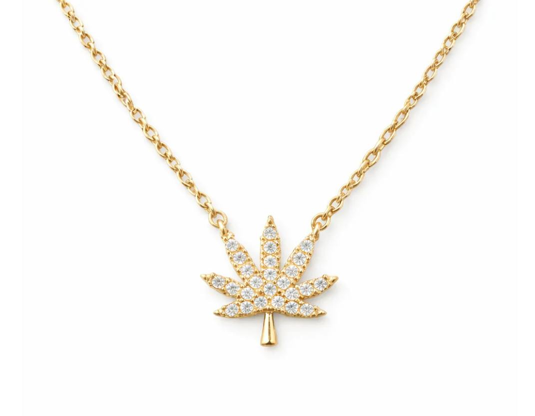 THE KUSH GIRLS - Cannabis Leaf Necklaces - 18k Gold