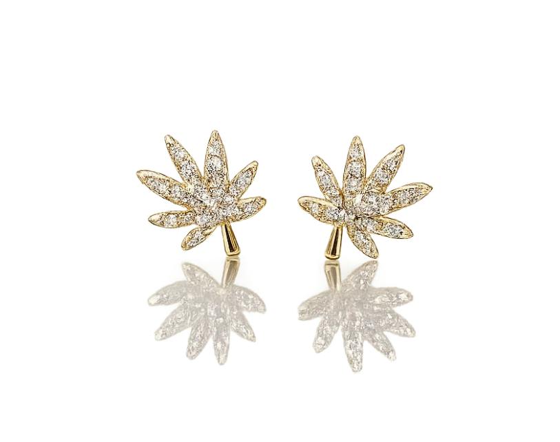 THE KUSH GIRLS - Cannabis Leaf Earrings - 18k Gold