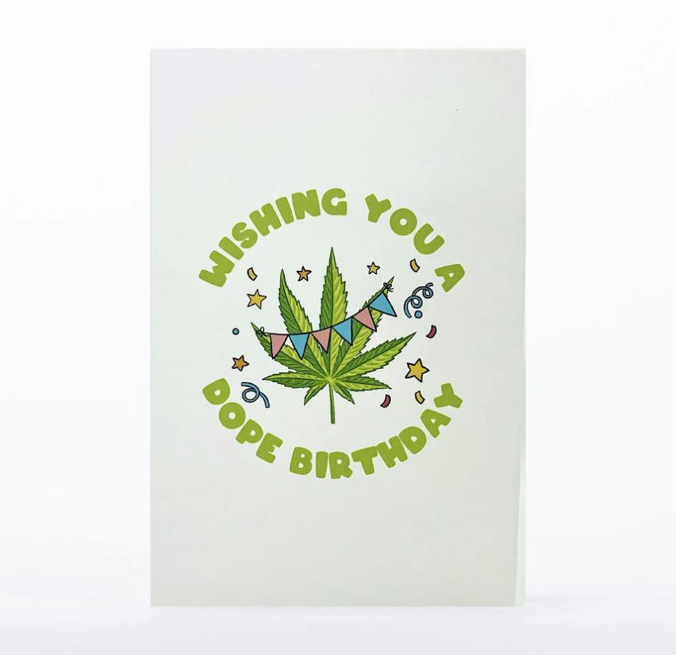 INTRICATE GREETINGS - Cannabis Leaf 3D Pop-Up Cards - Wishing You a Dope Birthday