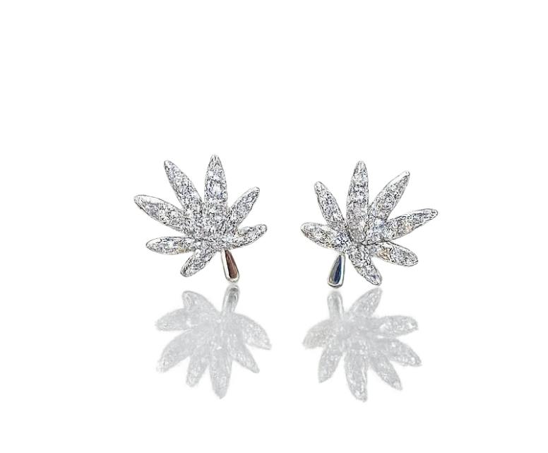 THE KUSH GIRLS - Cannabis Leaf Earrings - Silver