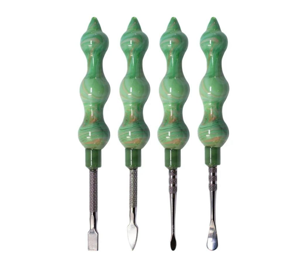 Green Swirly Dabbing Stick w/ Paddle Scooper