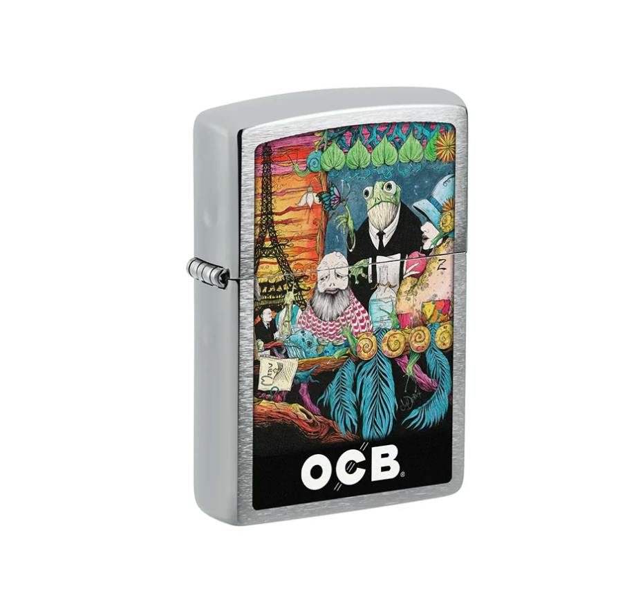 ZIPPO Lighter - OCB Reg Chrome Rolling Tray Cafe Culture