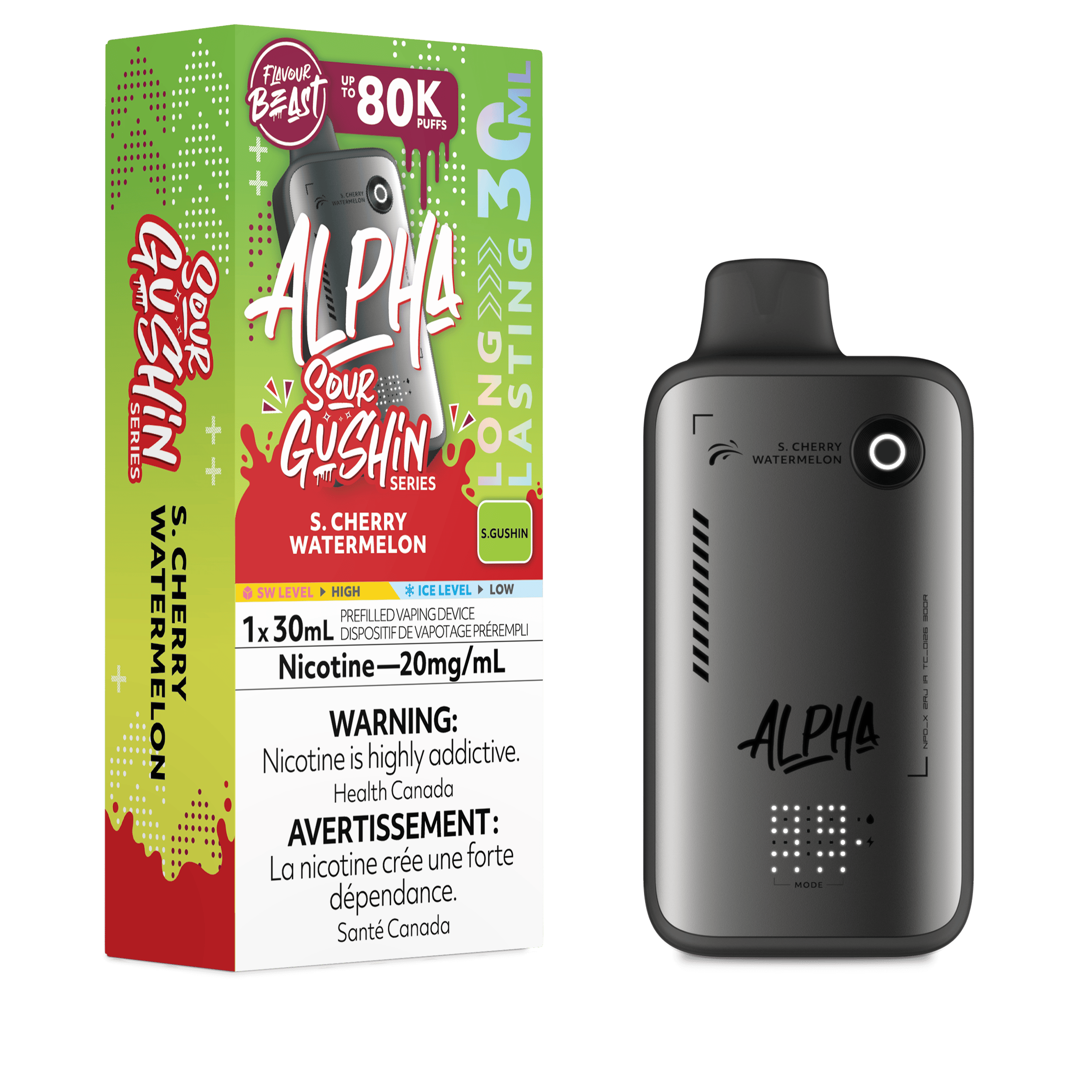 FLAVOUR BEAST Alpha 30ml Disposable SOUR GUSHIN CHERRY WATERMELON