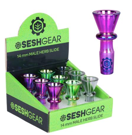 Glass Bowl SeshGear Chromatic Funnel Bowl with Maria Handle Display 14mm M