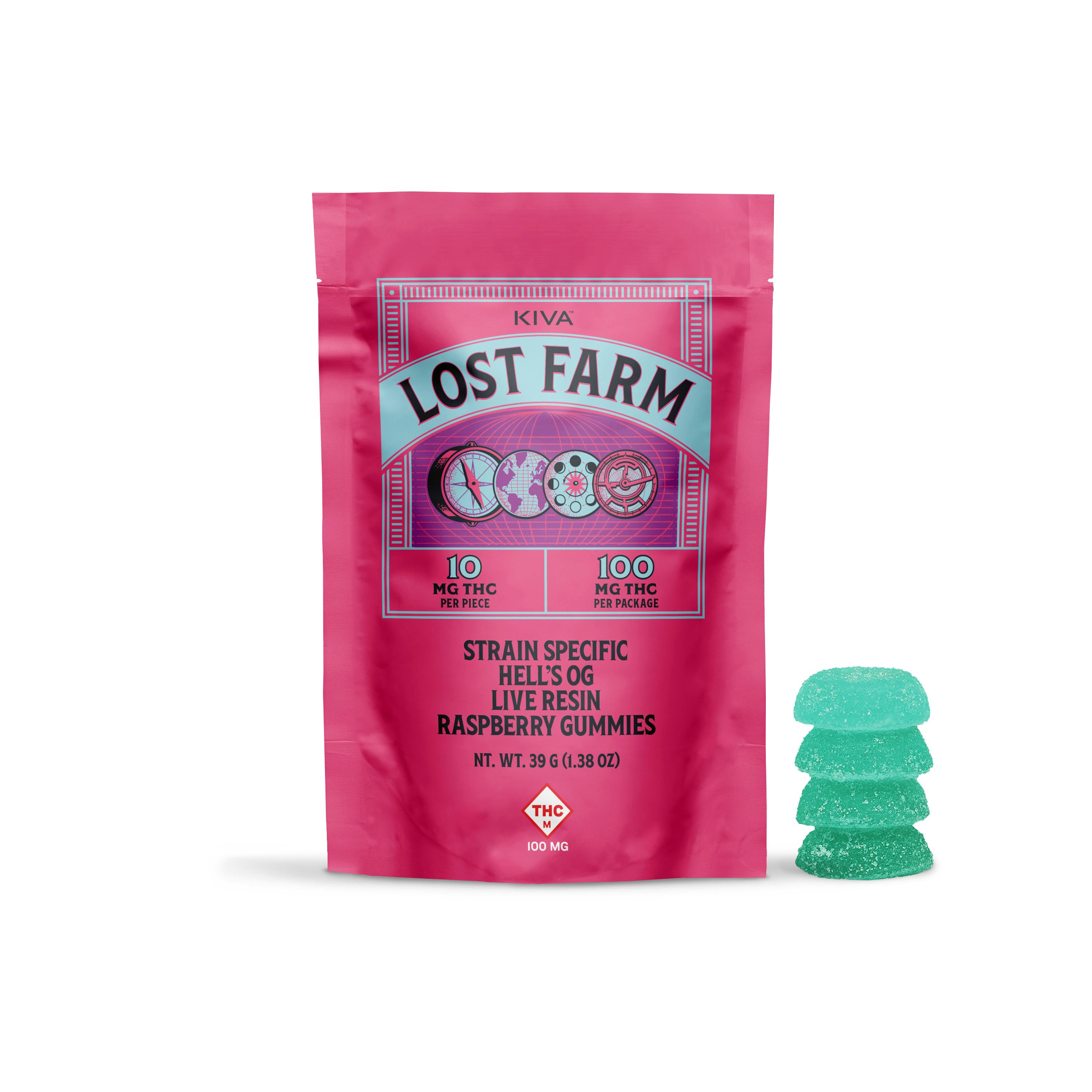 Lost Farm - Live Resin Gummies - Hell's OG X Raspberry (IH) (100mg)